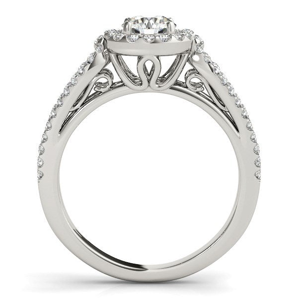 Anillo de Compromiso de Diamante con Diseño de Teardrop y Banda Dividida en Oro Blanco de 14k