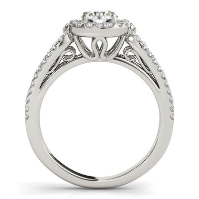 Anillo de Compromiso de Diamante con Diseño de Teardrop y Banda Dividida en Oro Blanco de 14k