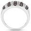 0.83 Carat Genuine Champagne and White Diamond Sterling Silver Ring