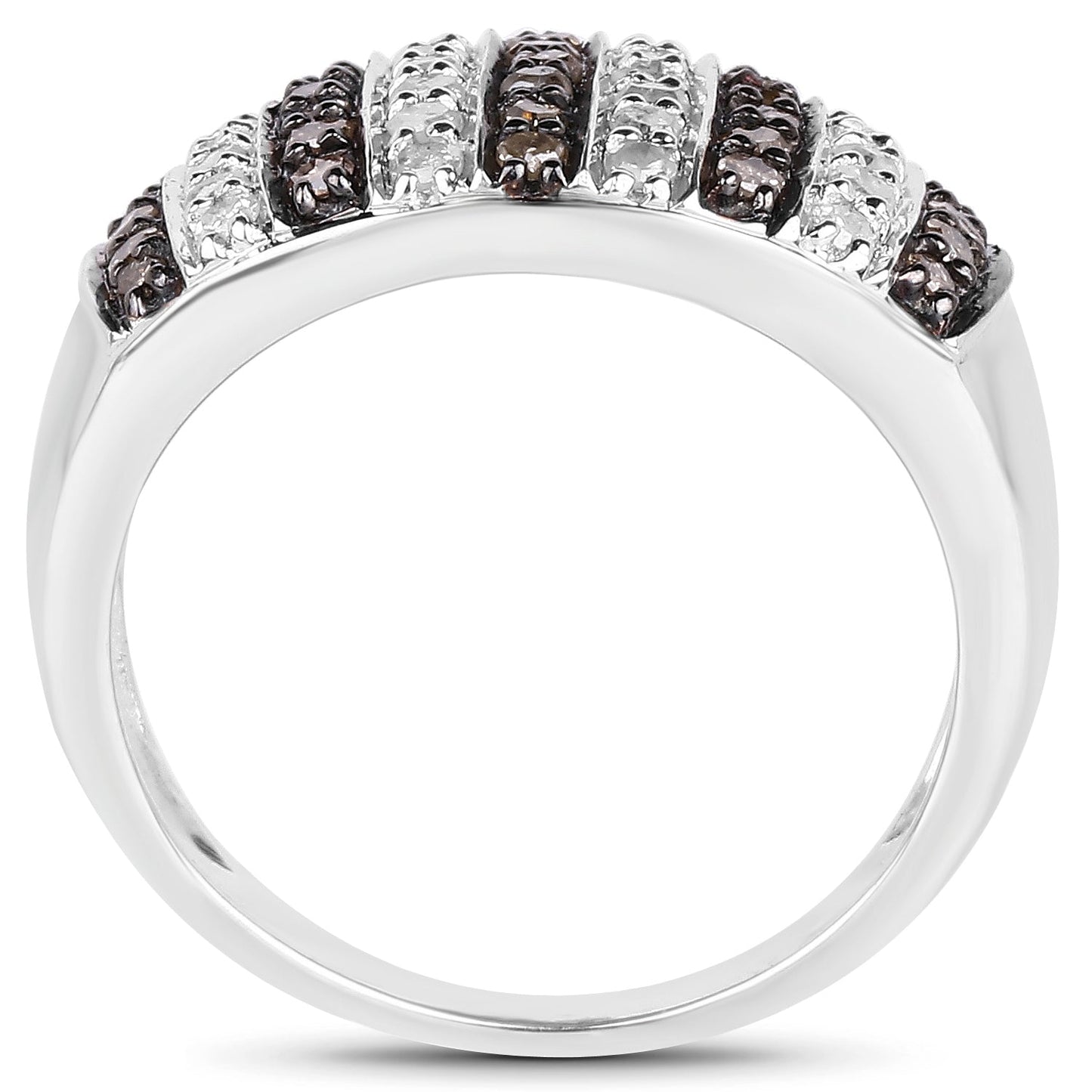 0.83 Carat Genuine Champagne and White Diamond Sterling Silver Ring