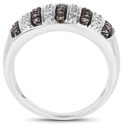 Bague en argent sterling avec diamants champagne et blancs de 0,83 carat