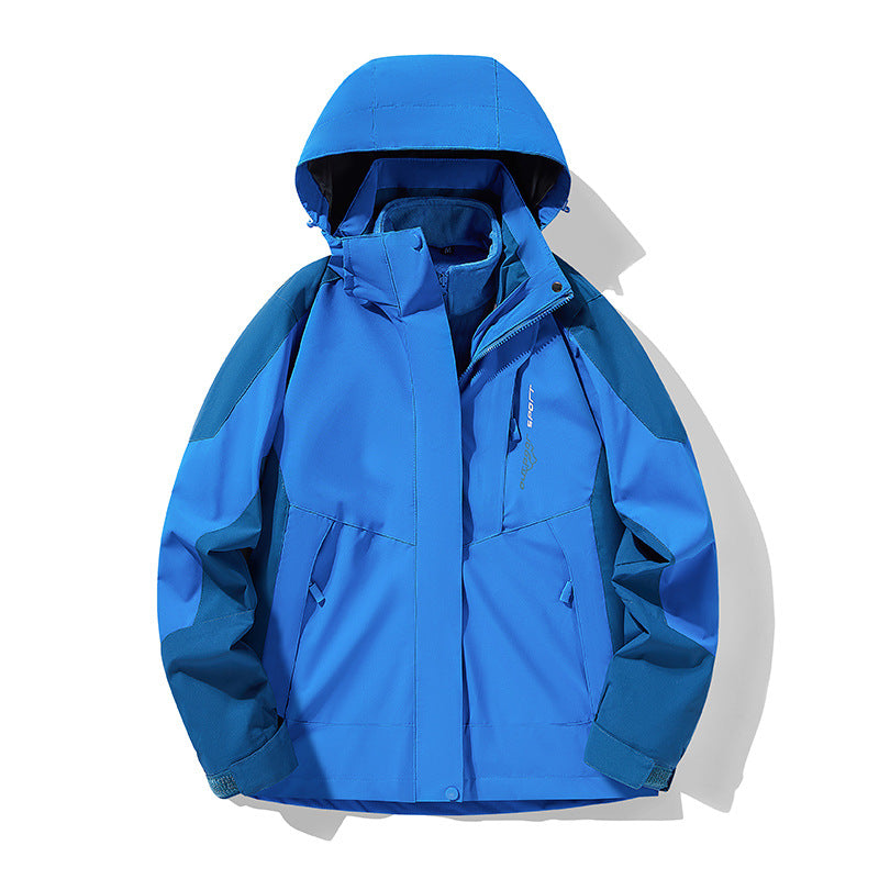 Three-in-One Waterproof Windproof Parka with Fleece Lining
