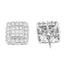 Pendientes de Stud Halo de Diamante en Oro Blanco de 14K