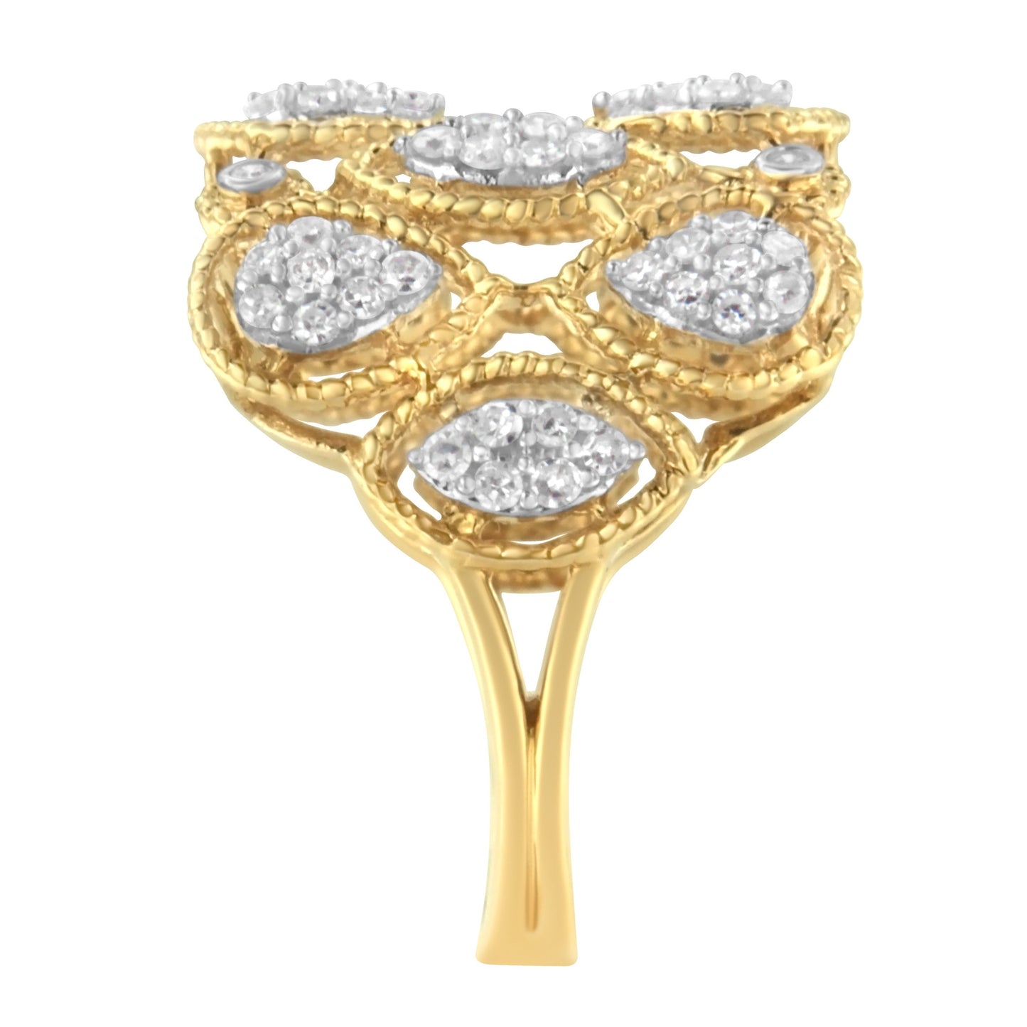 Bague de fiançailles en diamant Art Déco en or jaune 14K - Taille 7