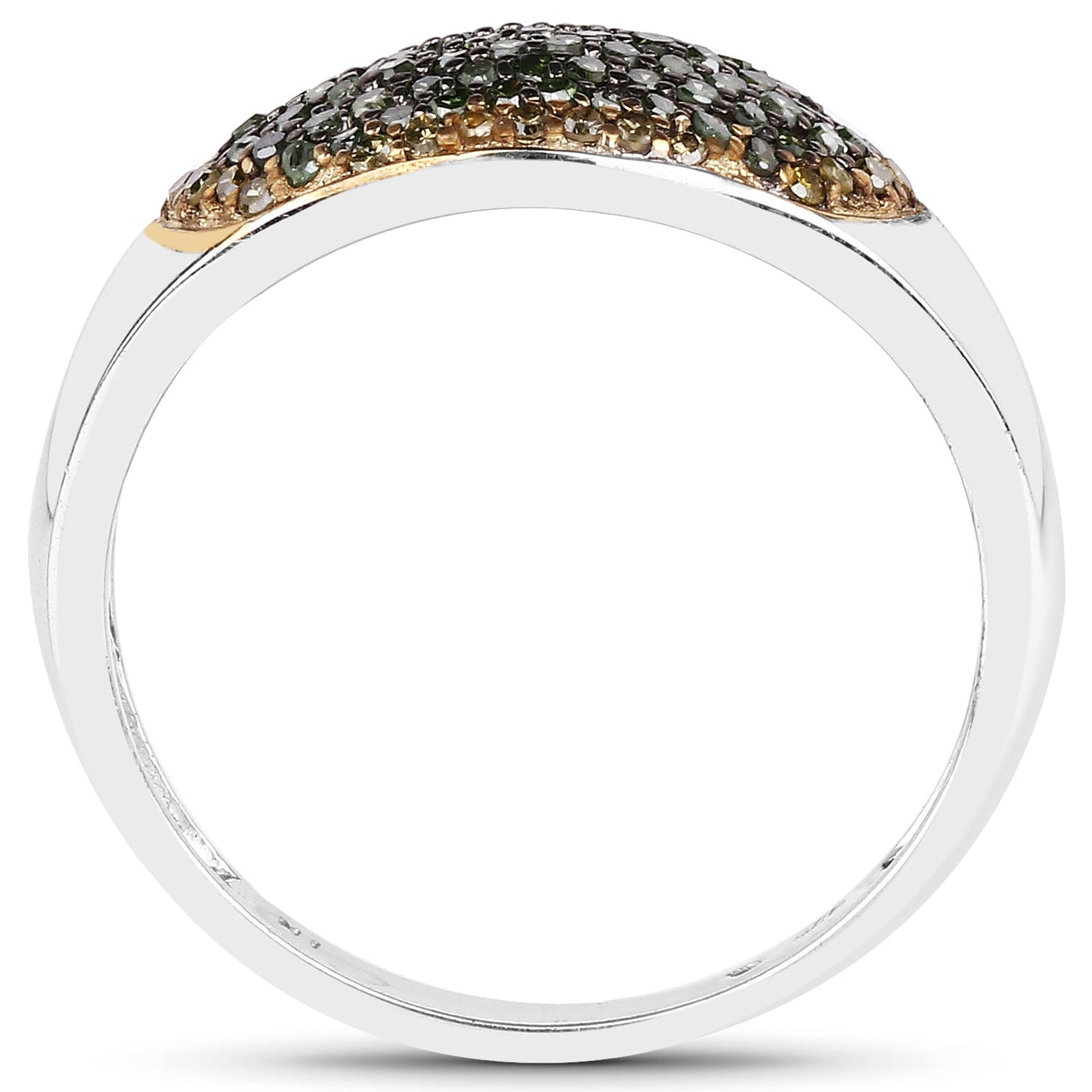 0.45 Carat Genuine Green and Yellow Diamond Sterling Silver Ring
