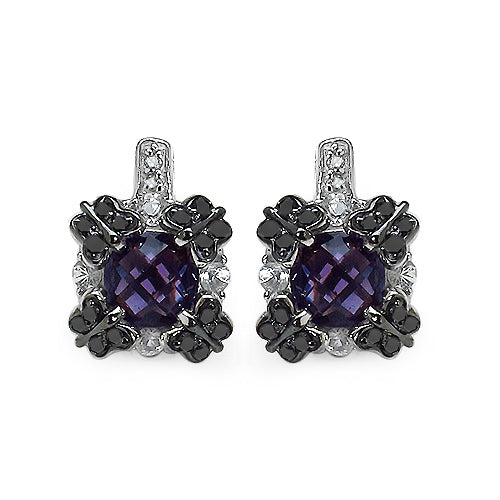 Boucles d'oreilles en améthyste véritable de 2,67 carats et saphirs blancs