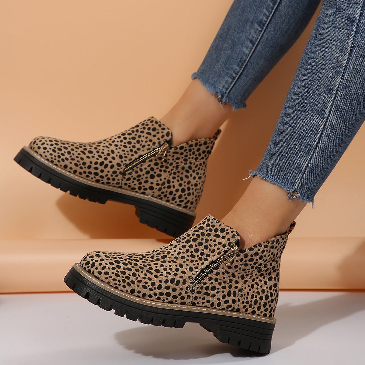 Botas de Tobillo de Ante Chic con Cremallera Lateral para Mujeres