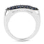 Bague en cluster de saphir bleu de 0,99 carat en argent sterling