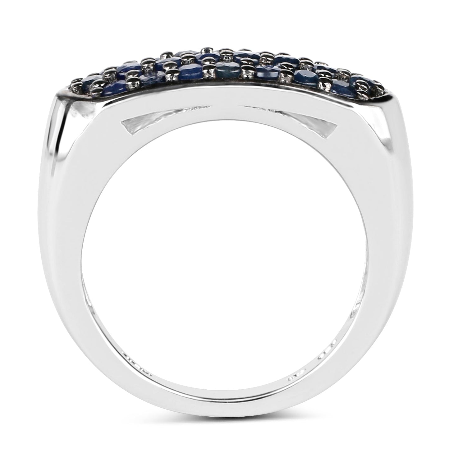 Bague en cluster de saphir bleu de 0,99 carat en argent sterling