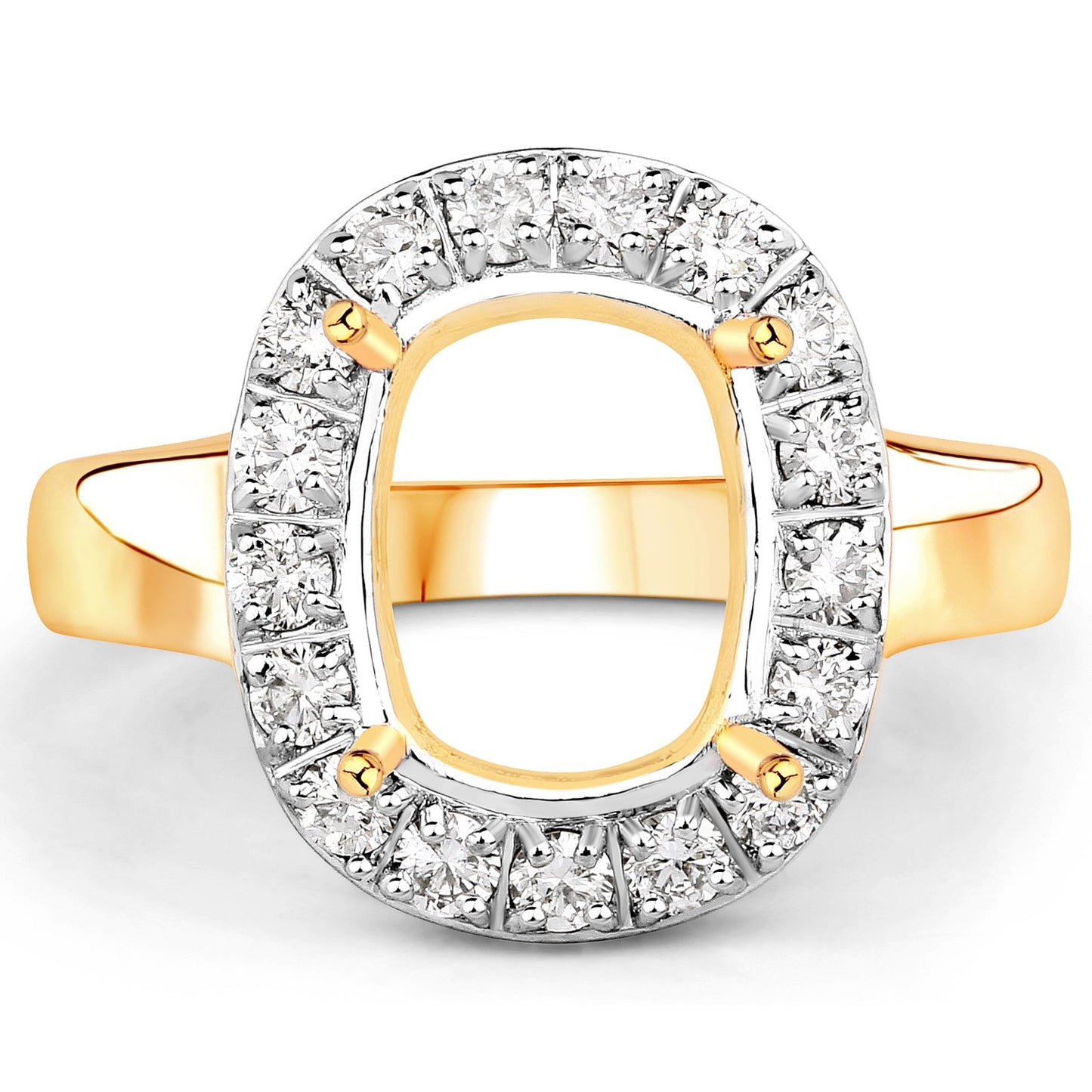 Bague de fiançailles semi-montée en or jaune 14K avec diamant blanc de 0,51 carat