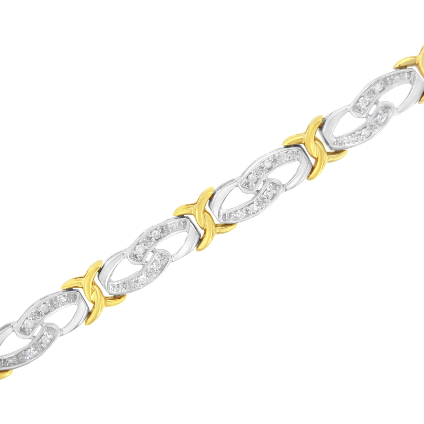 Pulsera de Infinito de Diamantes de Plata Esterlina Bañada en Oro Amarillo de 10k - Tamaño 7.25"