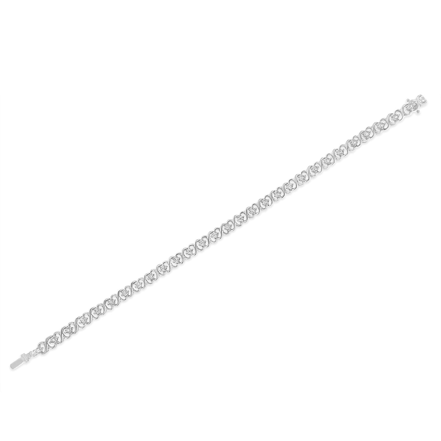 Pulsera de Tenis de Diamantes con Enlace Infinito de Plata Esterlina .925 - 7.25 Pulgadas