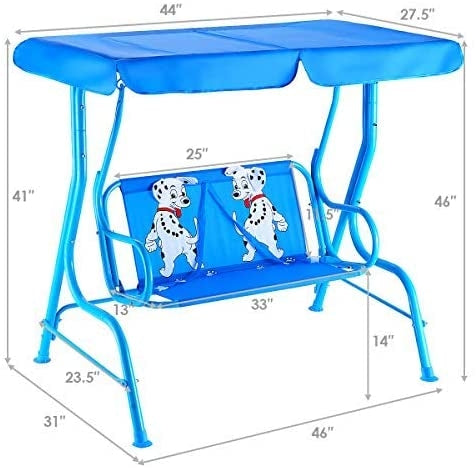 Outdoor Kids Patio Swing Bench with Canopy for 2