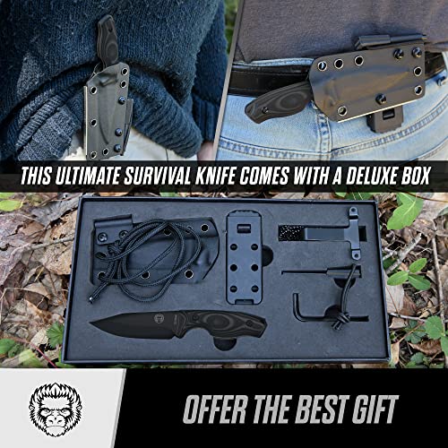 Ultimate Baby Silverback Survival Knife Set for Outdoor Enthusiasts (Black Blade & Grey Accents) - Korvel