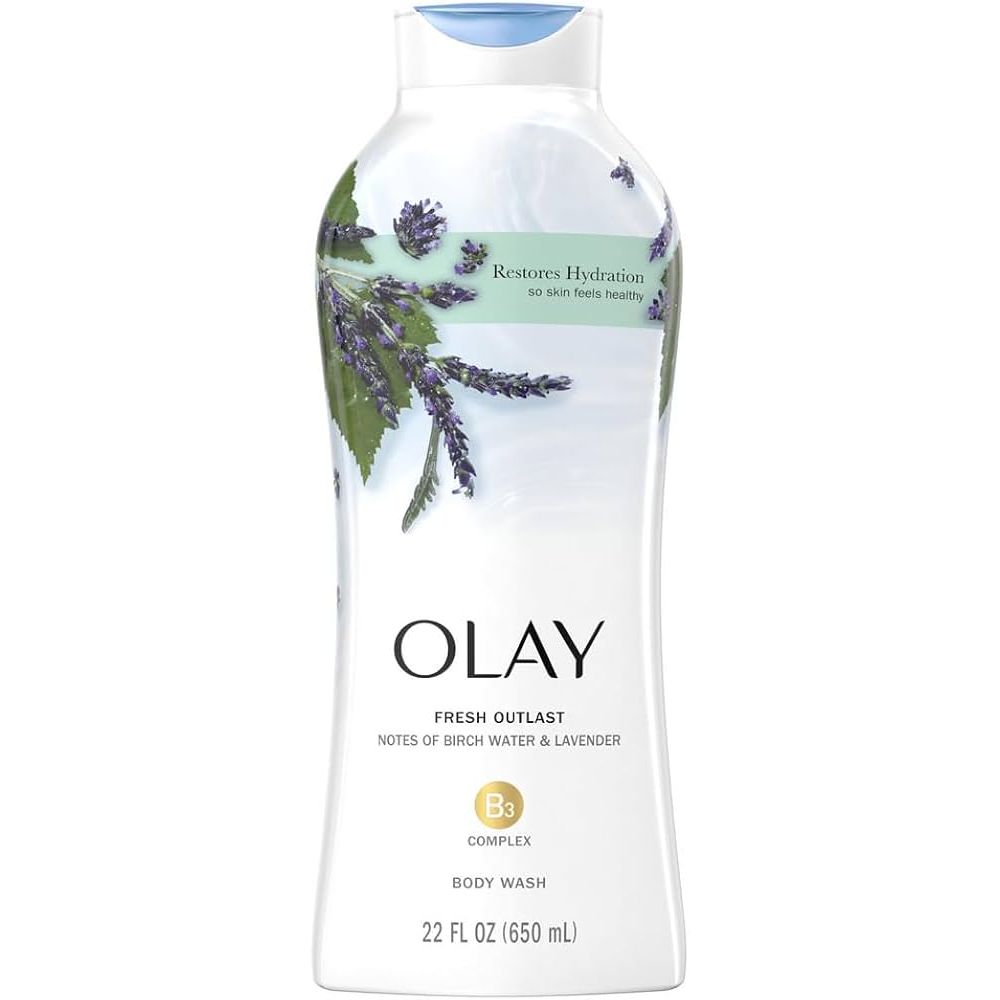 Gel Douche Olay avec Eau de Bouleau et Lavande - 22 Oz