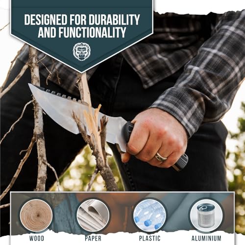 Tracker D2 Premium Bushcraft Survival Knife Set (Black & Gray) - Korvel