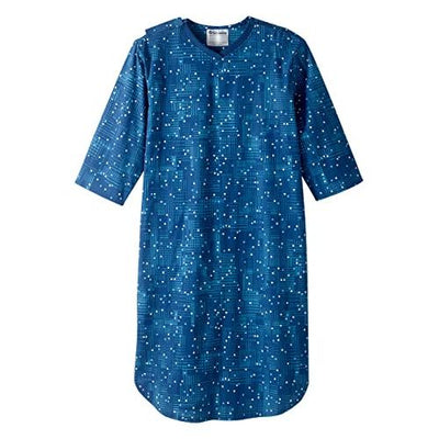 Men's Nightgown with Dome Closure - Digital Dot Pattern, Size Large
