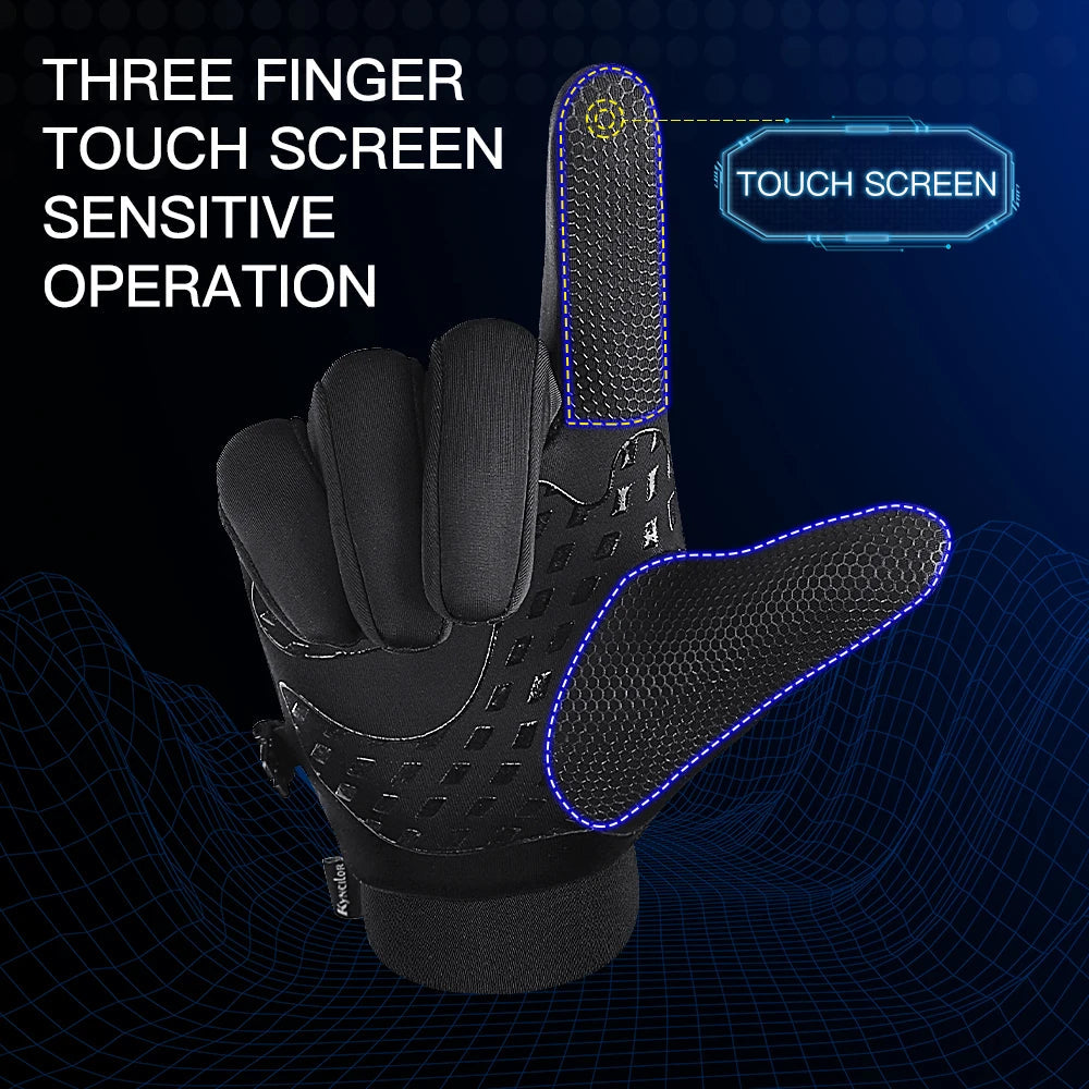 Outdoor warm cold windproof riding gloves touch screen windproof and anti-skid women's velvet full finger gloves - Korvel