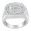 14K White Gold Men's Diamond Band Ring with 1 cttw Diamonds