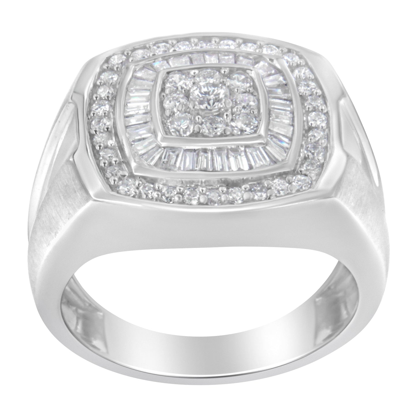 14K White Gold Men's Diamond Band Ring with 1 cttw Diamonds