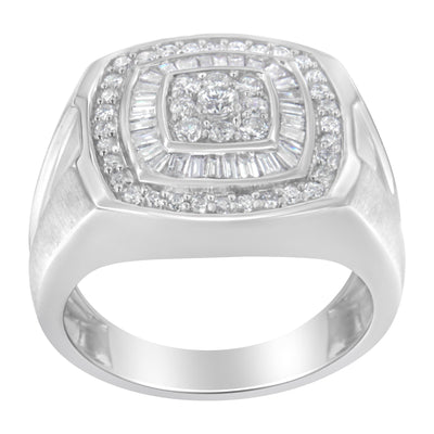14K White Gold Men's Diamond Band Ring with 1 cttw Diamonds