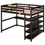 Full Size Loft Bed with Storage Shelves and Under-bed Desk  Espresso - Korvel