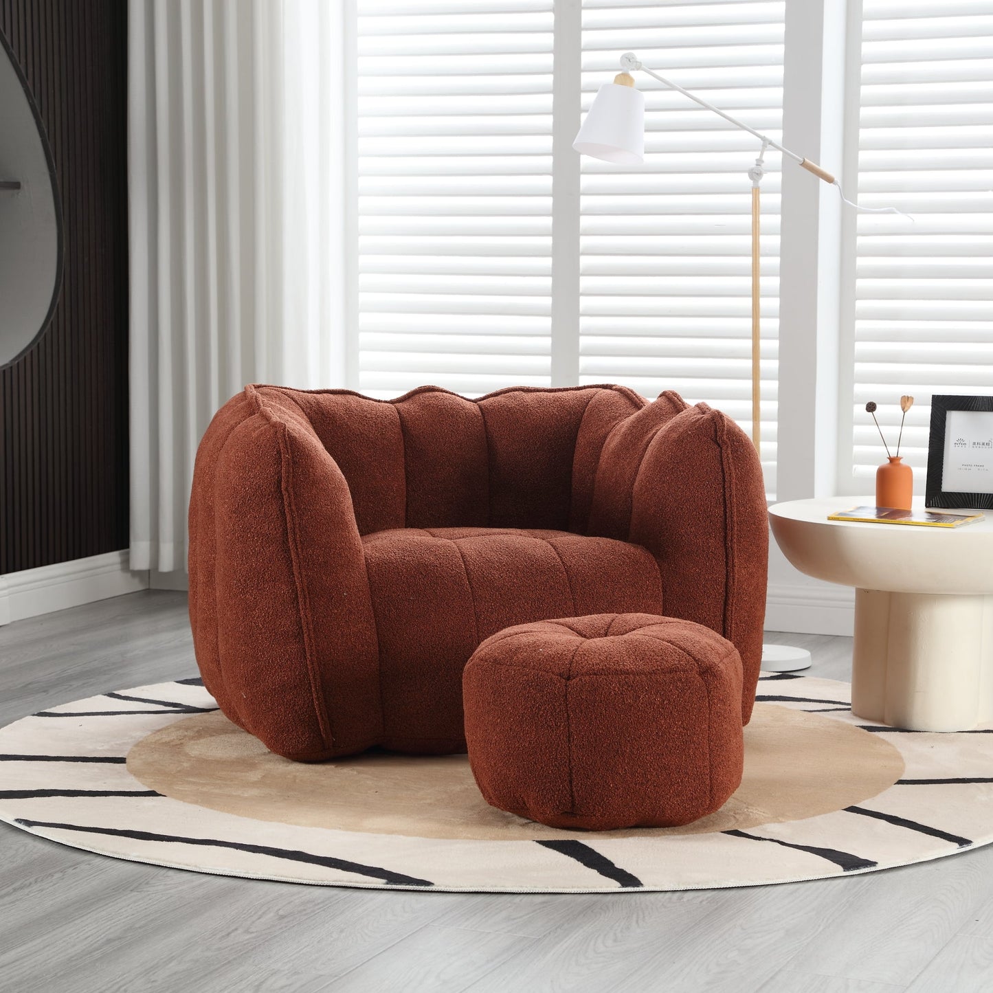 Soft Bean Bag Chair with High Resilient Foam(Chips)for living room and bedroom Comfortable Square Lazy Sofa with  Footstool - Korvel