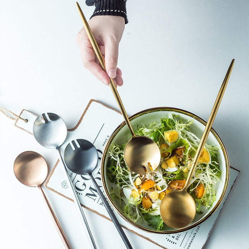 Premium 304 Stainless Steel Salad Spoon & Fork Set