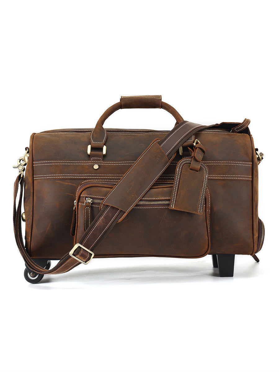 Bolsa de Viaje Portátil Retro de Cuero para Hombres