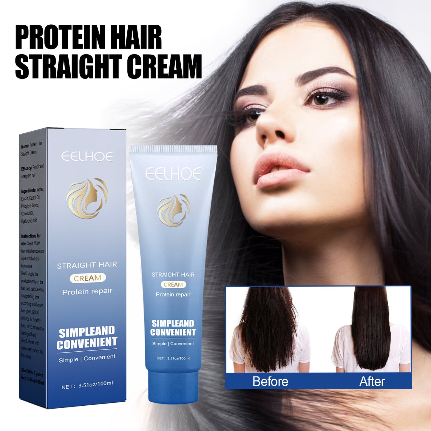 Crema de Alisado de Cabello con Proteína Premium para Cabello Suave