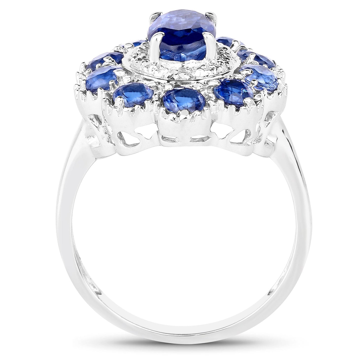 Bague de fiançailles en argent sterling avec Kyanite de 2,47 carats et Topaze blanche