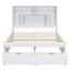 Full Size Platform Bed with Storage Headboard and 2 Drawers, White - Korvel
