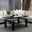 Rectangle Black Glass Coffee Table  Clear Coffee Table Modern Side Center Tables for Living Room Living Room Furniture - Korvel