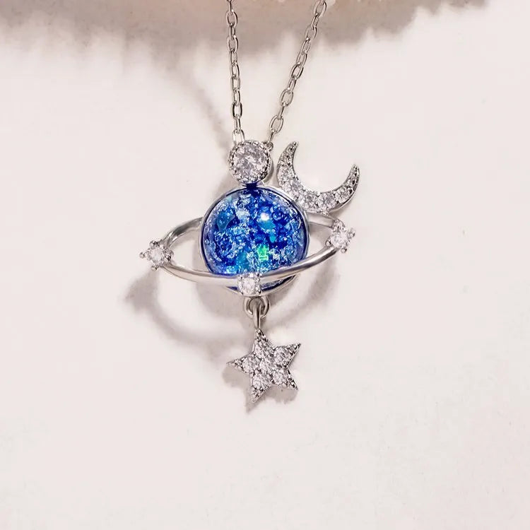 Starry Sky Global Moon Star Set Zircon Necklace Women's Fashion Clavicle Chain - Korvel