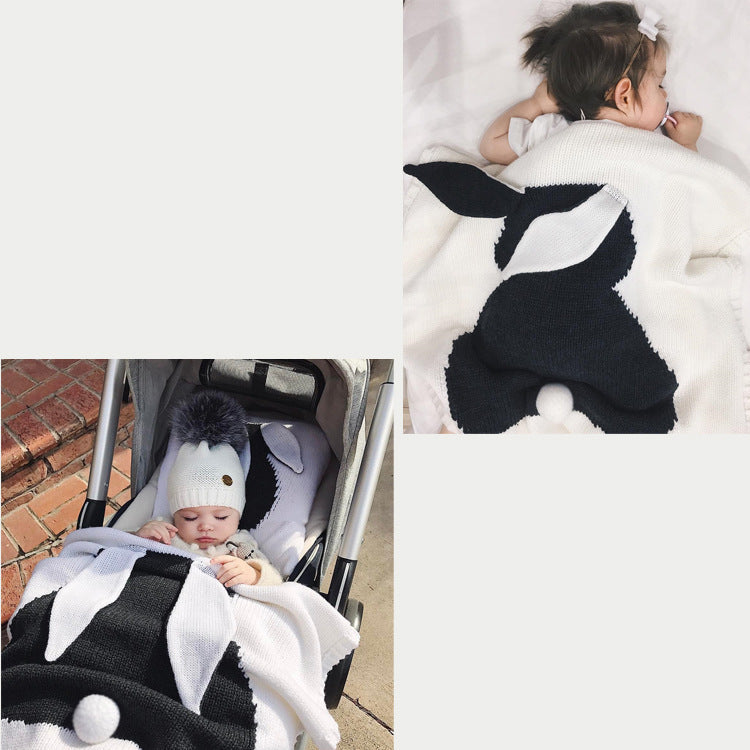 New Rabbit Ears Blanket Three Dimensional Rabbit Blanket Children's Knitted Blanket Baby Blanket - Korvel