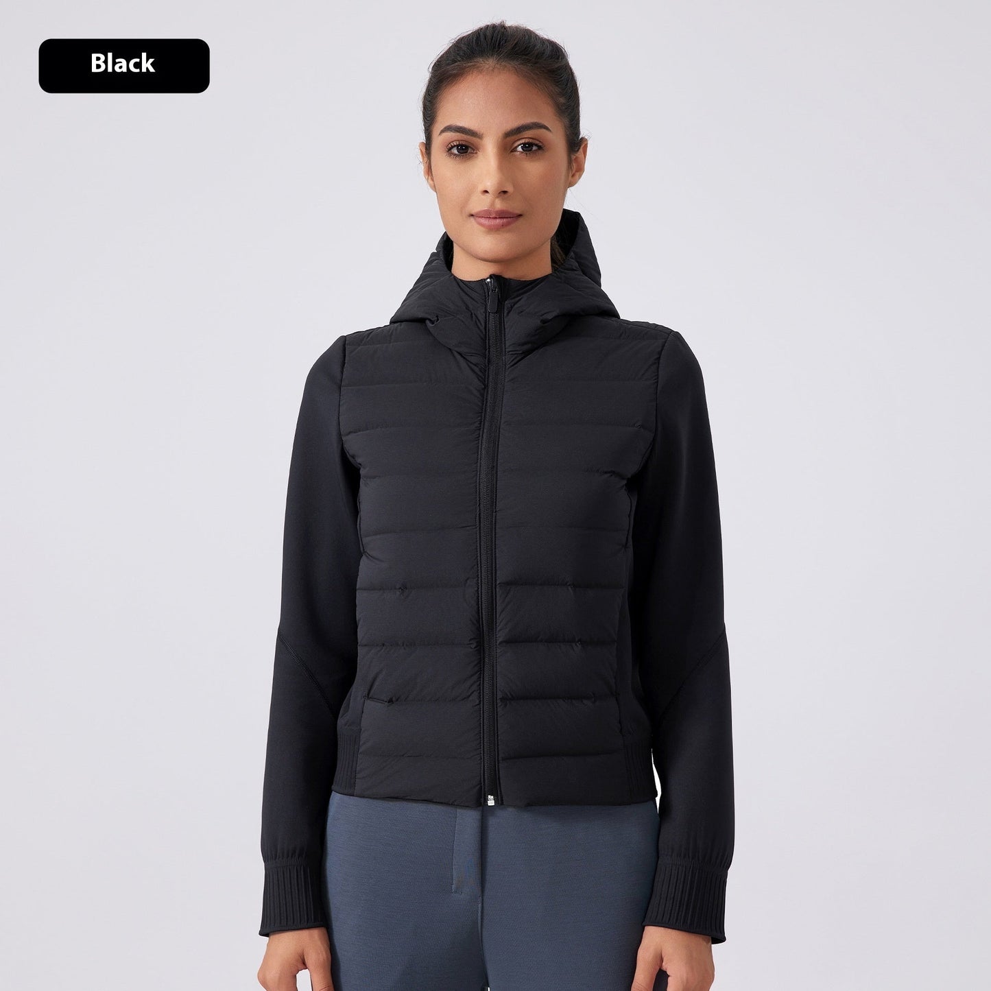 Chaqueta de plumas delgada con capucha para mujer - Impermeable y a prueba de viento
