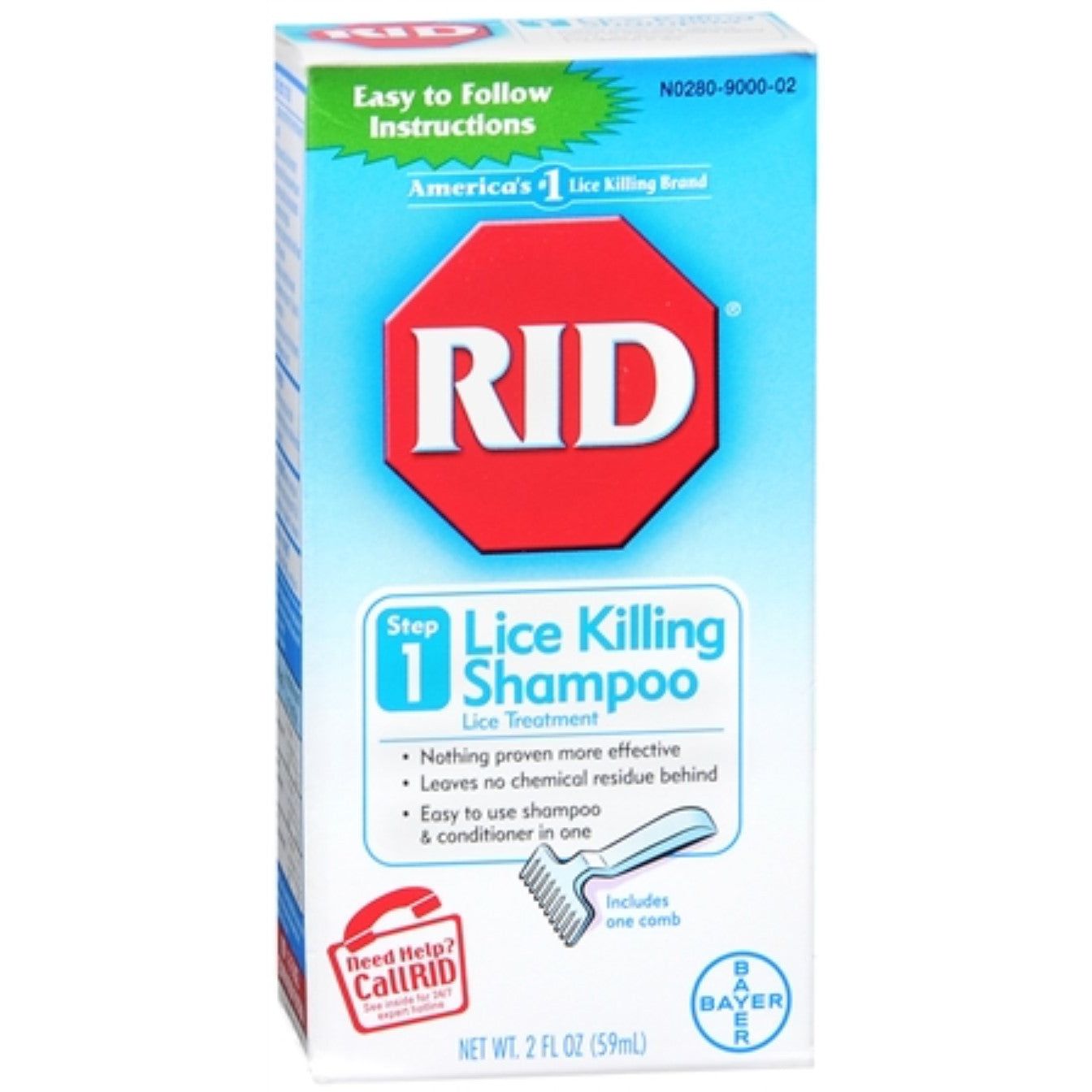 Shampoo anti-poux RID avec peigne à lentes - 2 onces