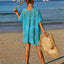 Openwork Flower V-Neck Short Sleeve Cover Up