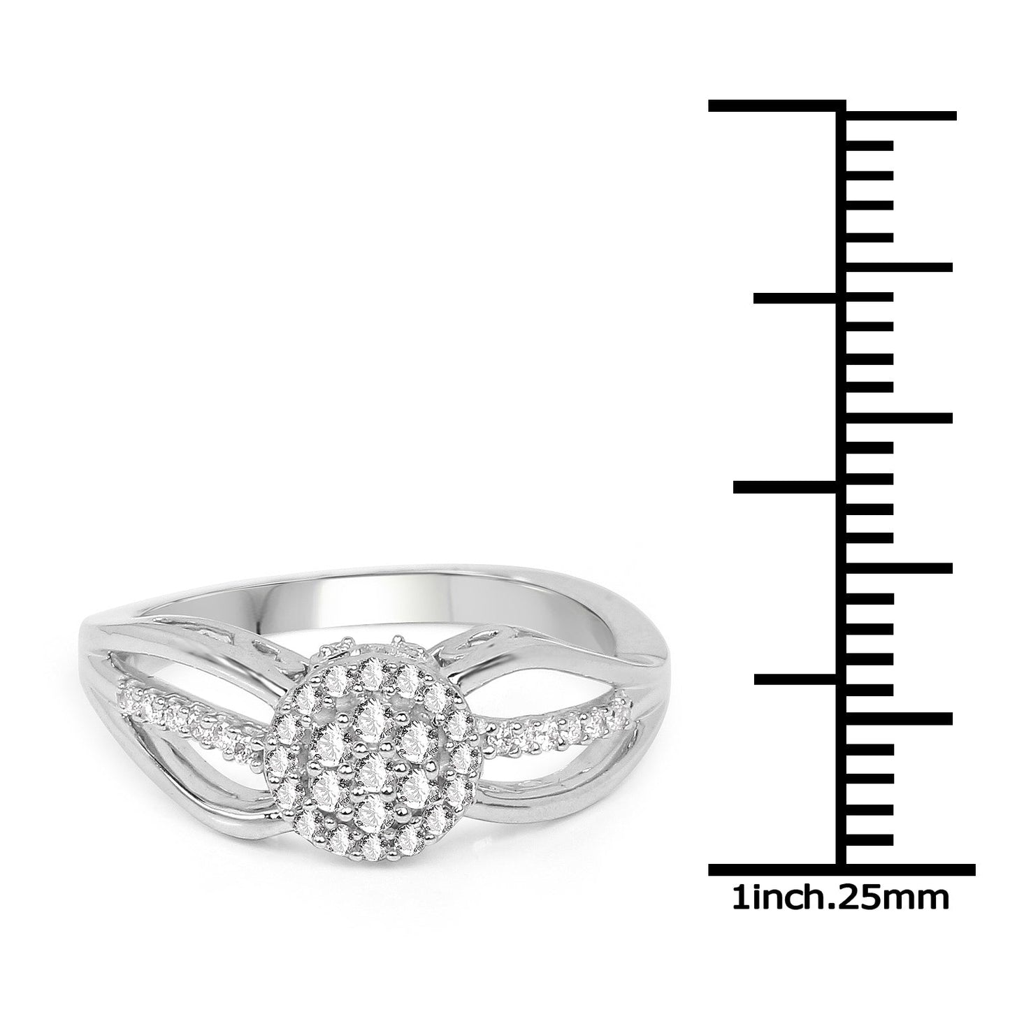 Anillo de Compromiso de Diamante Blanco Genuino de 0.25 Quilates en Oro Blanco de 14K