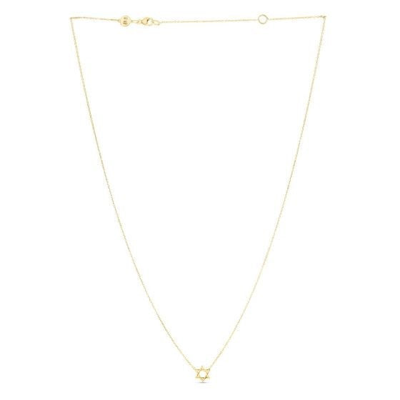 Collier Étoile de David en Or Jaune 14k