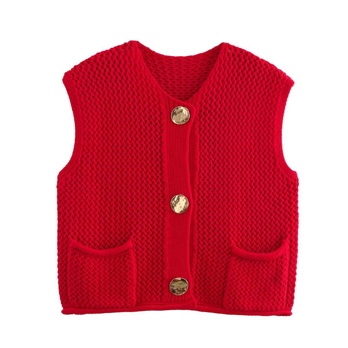 Versatile Crochet Hollow Vest in Solid Colors
