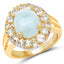 14K Yellow Gold Plated Aquamarine & White Topaz Ring