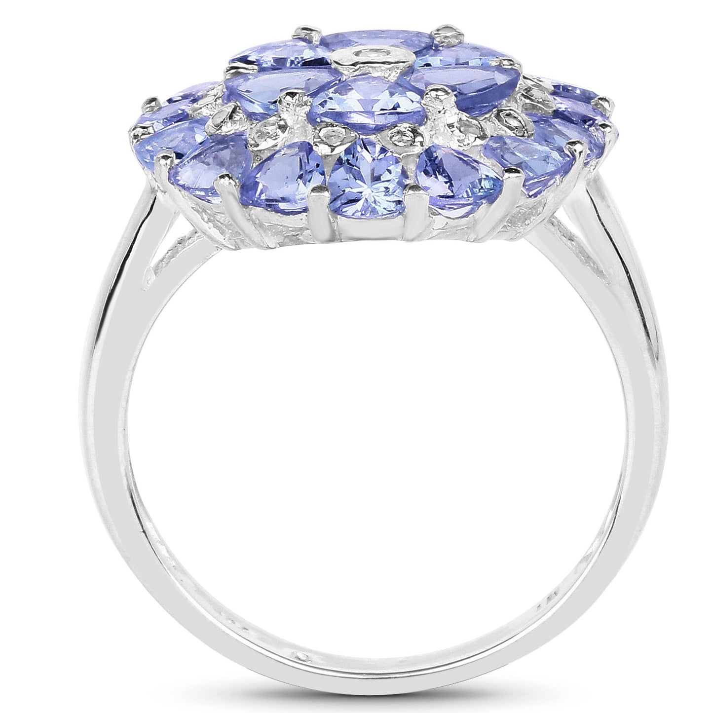 Anillo de Plata Esterlina con Tanzanita y Diamantes Blancos de 2.96 Quilates