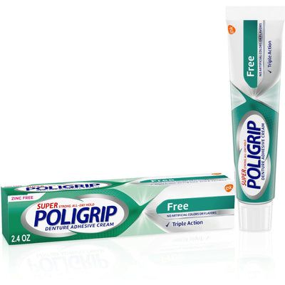 Super Poligrip® Free Denture Adhesive Cream – Zinc Free (2.4 oz)