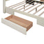 Full Size Upholstered Platform Bed with One Large Drawer in the Footboard and Drawer on Each Side Beige - Korvel