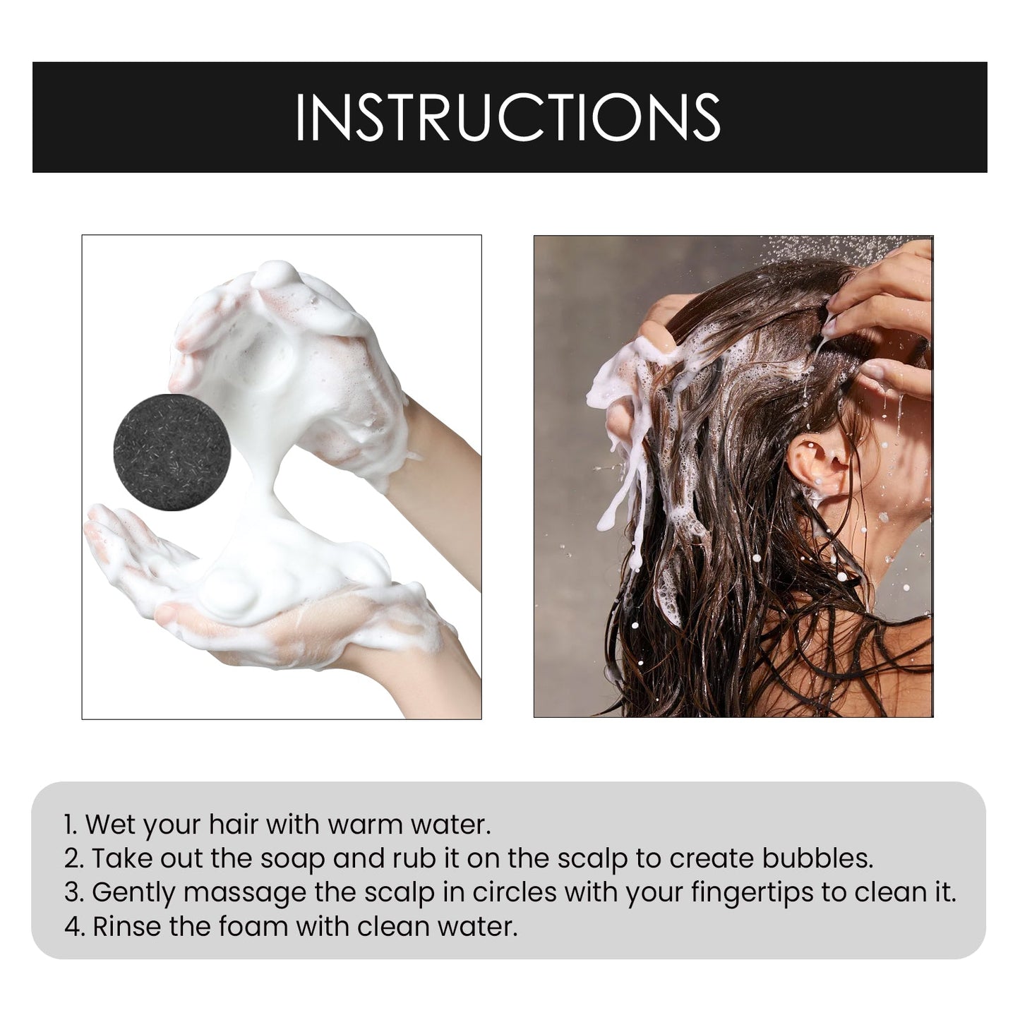 Organic Bamboo Charcoal Shampoo Bar, Deep Cleansing Scalp Strong And Strong Hair Nourishing Repair Improve Dry Shampoo Soap - Korvel