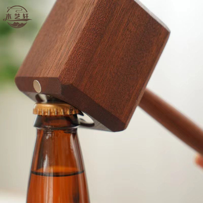 Bottle opener bottle opener beer beverage soda black walnut solid wood handle home personality creative bottle opener artifact - Korvel