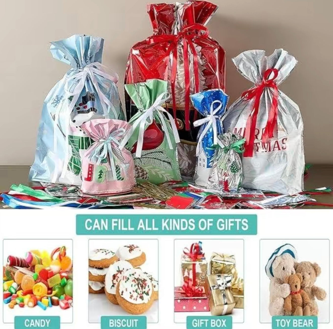 Juego de Bolsas de Regalo MerryWrap - 50 Bolsas de Fiesta Variadas