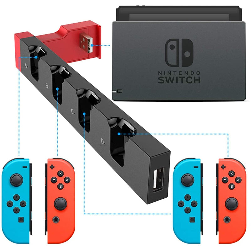 Switch Joy Con Controller Charger Dock Stand Station Holder for Nintendo Switch NS Joy-Con Game Support Dock for Charging - Korvel