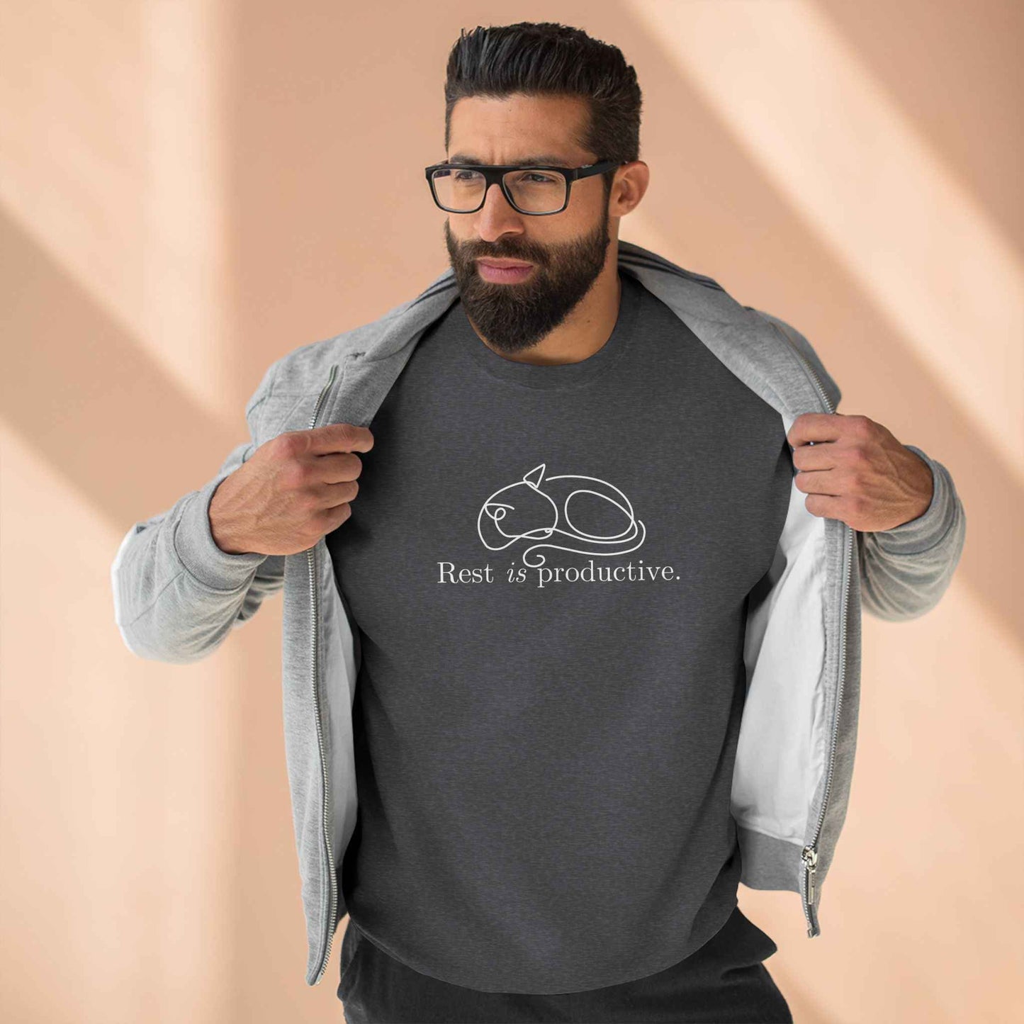 Sudadera Minimalista de Gato 'Descansar es Productivo'